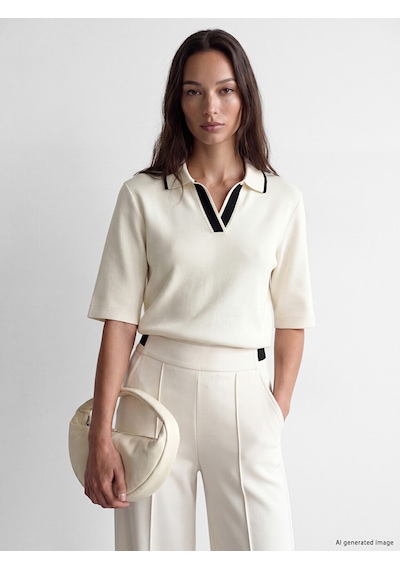 Lcw Everyday Ekru Polo Yaka Soft Touch Kadın Tişört