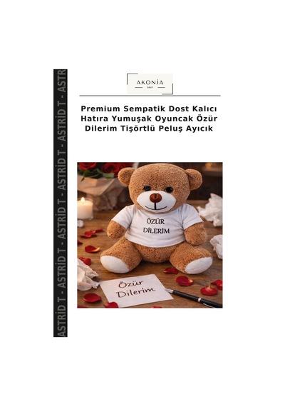 Premium Sempatik Dost Kalıcı Hatıra Yumuşak Oyuncak Özür Dilerim Tişörtlü Peluş Ayıcık Çok Renkli