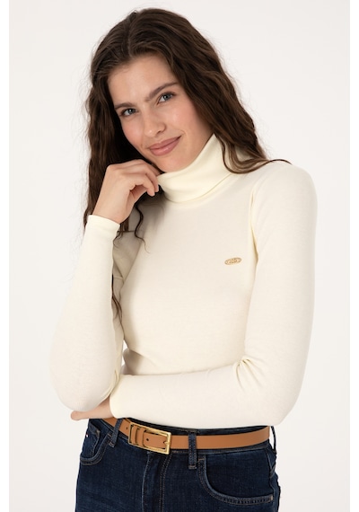 U.S. Polo Assn. Kadın Krem Balıkçı Yaka Sweatshırt 50313430-VR256