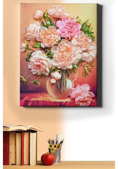 Webstyle Bir Demet Sakayık Renkli Sayılarla Boyama Seti Kasnaklı 40x50 Cm