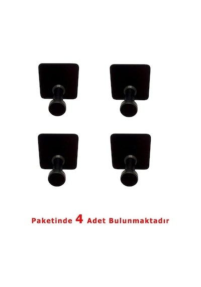 Yapışkanlı Havlu Bornoz Banyo Askılık Mantar Tekli Mat Siyah 4 Lü Paket Siyah