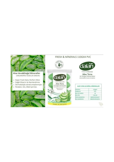 Dalan Fresh Minerals Duş Sabunu 16 Adet Aloe Vera 440 Gr x 4 Pake