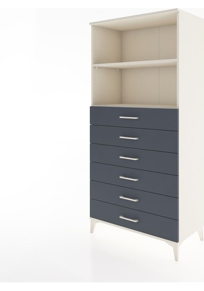 Hyperion Dolap 2 Raflı 6 Çekmeceli 88x44x182 Aytaşı-antrasit Aytaşı