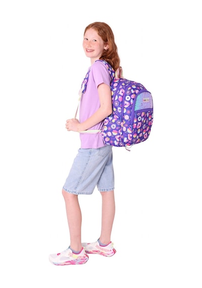 Kaukko Kids Kız Çocuk Mor - Pullu Şekerleme Desenli Dört Gözlü Okul Sırt Çantası - L5216 Mor