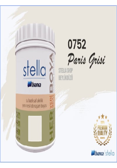 Stella Su Bazlı Saf Akrilik Boya 1lt Ral Renkler Paris Grisi Bej