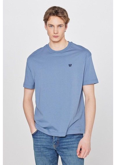 Wrangler Small Logo Bisiklet Yaka T-shirt W7nm203877223 Dusty Blue