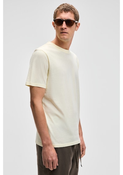 Grimelange Mocassın Erkek %100 Pamuk Relaxed Fit Yuvarlak Yaka Kısa Kollu Sarı T-shirt