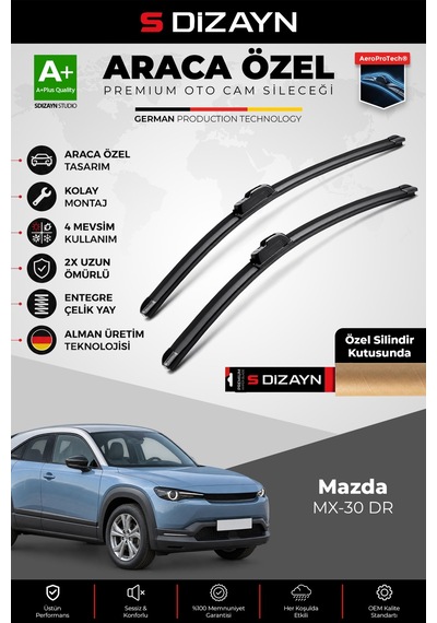 S-dizayn Mazda Mx-30 Dr Ön Cam Silecek Seti 2020 Üzeri Premium Araca Özel 55-48 Cm A+ Kalite