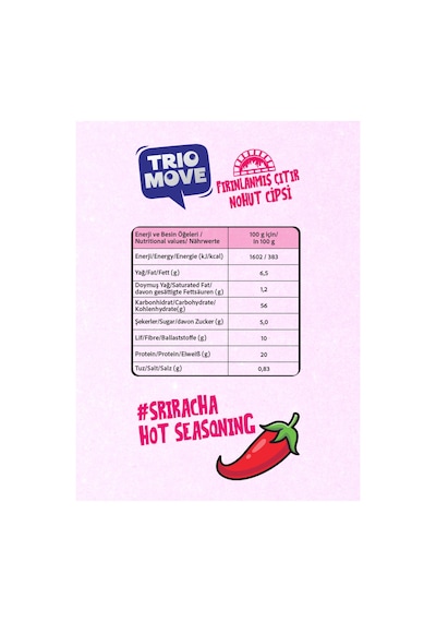 Hashtag Fırınlanmış Nohut Cipsi Sriracha Acı Çeşnili 6 Adet Trio Move