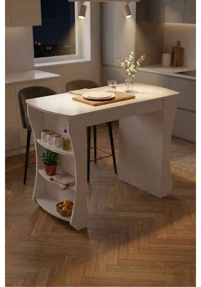 Mutfak Adası Raflı Mutfak Bar Masası Çok Amaçlı Hazırlık Ve Servis Masası 9837 Beyaz Çok Renkli Mutfak Adası Raflı Mutfak Bar Masası Çok Amaçlı Hazırlık Ve Servis Masası 9837 Beyaz Çok Renkli