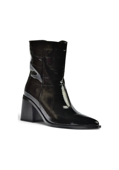 Fox Shoes Z308200411 Siyah Kroko Baskılı Kalın Topuklu Kadın Bot