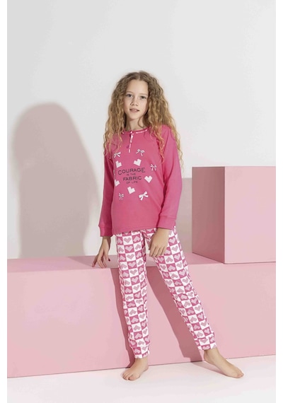 Tarık 10-15 Yaş Kız Çocuk Kalpli Kanaviçe Baskılı İnterlok Pijama Takımı 3192320 - Koyu Pembe Koyu Pembe Tarık 10-15 Yaş Kız Çocuk Kalpli Kanaviçe Baskılı İnterlok Pijama Takımı 3192320 - Koyu Pembe Koyu Pembe