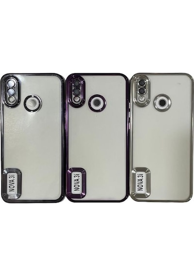 Huawei Nova 3i Kılıf Kamera Lens Korumalı Şeffaf Renkli Logo Göst