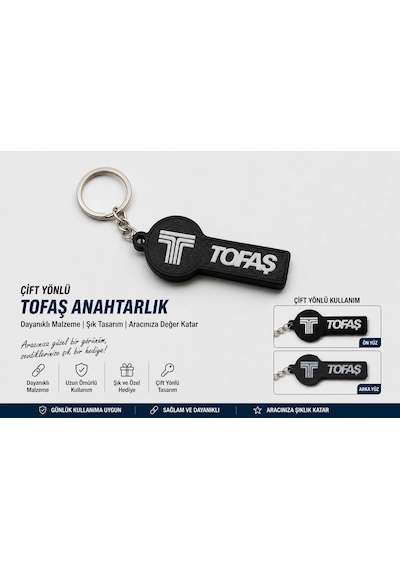 Tofaş Anahtarlık , Tofaş Logolu Çift Yönlü Araç Anahtarlık - Hediyelik Tofaş Araba Anahtarlığı