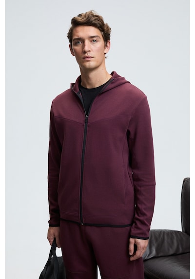Grimelange AVENER Erkek Kapüşonlu Baskılı Fermuarlı Bordo Sweatshirt