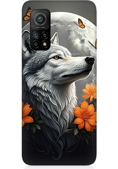 Xiaomi Mi 10t Uyumlu Ay Çiçeğinde Kurt Güzelliği Desenli Silikon Kılıf Çok Renkli