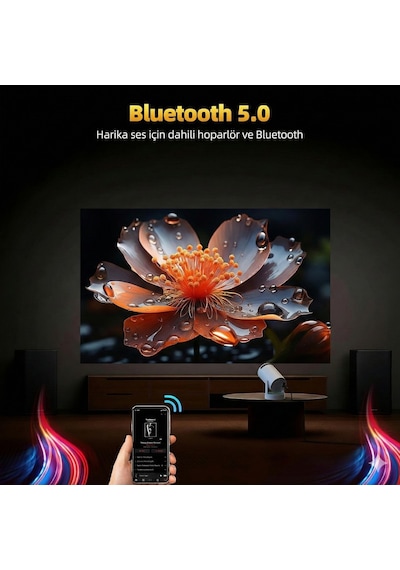 Harvox Hy300 Pro Max Bataryalı Projeksiyon Kablosuz Kullanım, Elektrik Olmadan Sinema Keyfi, 4k Destekli, Wifi 6, Bluetooth 5.0, Otomatik Focus