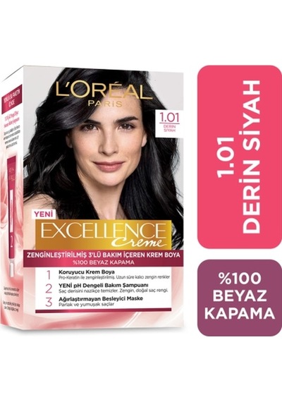 Loreal Excellence Saç Boyası 1.01 Derin Siyah