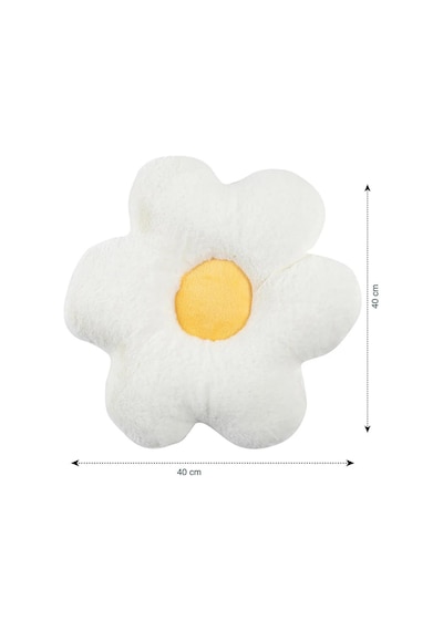 Lcw Home Papatya Figürlü Dolgulu Kırlent Beyaz-sarı 35x35 Cm Kadife