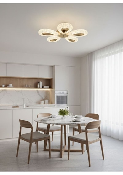 Damla Model 5"li Gold 3 Renk Modu Ledli Modern Tavana Sıfır Salon Mutfak Çocuk Yatak Odası Led Avize Altın