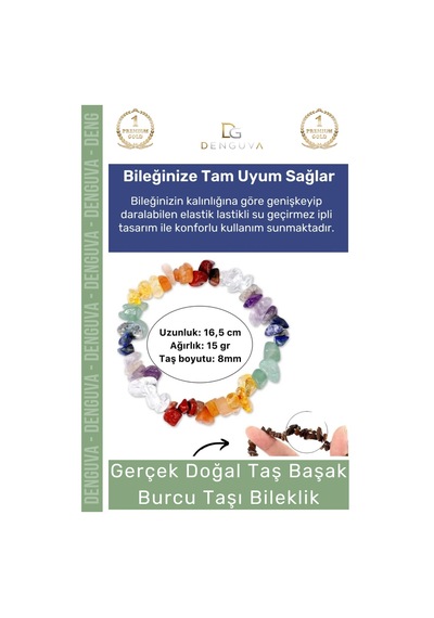 Bileklik Doğal Taşlı Ayarlanabilir Su Geçirmez Elastik Hediye Başak Burçları Burç Unisex Bileklik Çok Renkli
