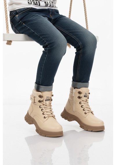 Bej Vizon İçi Polarlı Kaymaz Taban Unisex Çocuk Bot 24035 F Bej-vizon