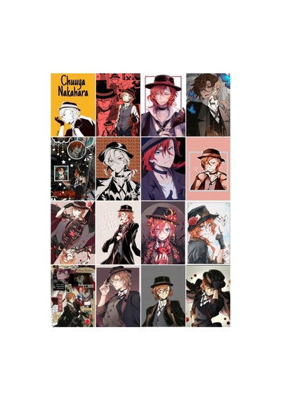 Bongou Stray Dogs - Chuuya Nakahara Tasarımlı Desenli 16 ' Lı Fotokart Seti