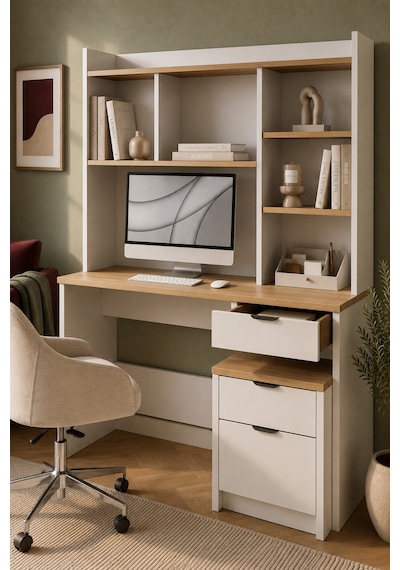 Home Armon Raflı Çekmeceli Kesonlu Çalışma Masası 120x163x50 Cm Beyaz Meşe Modern Tasarım Beyaz - 914411364 Beyaz Home Armon Raflı Çekmeceli Kesonlu Çalışma Masası 120x163x50 Cm Beyaz Meşe Modern Tasarım Beyaz - 914411364 Beyaz