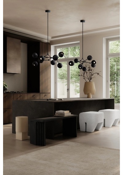 101 Copenhagen Drop Chandelier Globe Mini 5m Ayarlanabilir, Metal Küre Dekoratif Tasarım Avize Yanmış Siyah