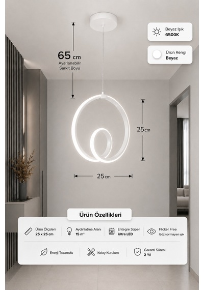 Ovira Led Sarkıt Avize Beyaz Işık