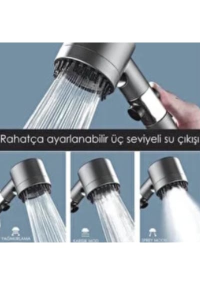 Mucit Home 3 Fonksiyonlu Start Stop Tuşlu Filtreli Basınçlı Masaj Etkili Duş Başlığı Renkli