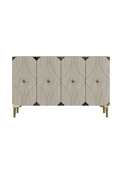 Ka1297btg Alfa Konsol Ve Tv Sehpası Beyaz-traverten-gold 120cm