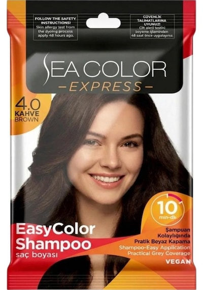 Sea Color Express Amonyaksız Şampuan Saç Boyası 30 Ml 4.0 Numara Kahve