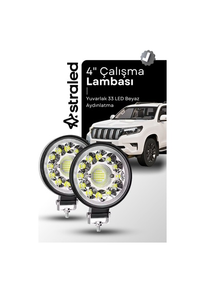 2 Adet 33led 12-24 Volt Yuvarlak Spot Far Oto Çalışma Lambası Atv Kamyon Tır Traktör Offroad