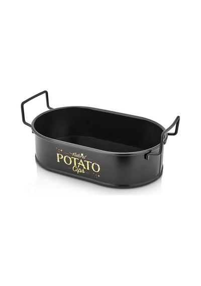 Patato Mini Oval Patates & Cips Sunumluk 21 Cm 3 Adet Siyah Siyah