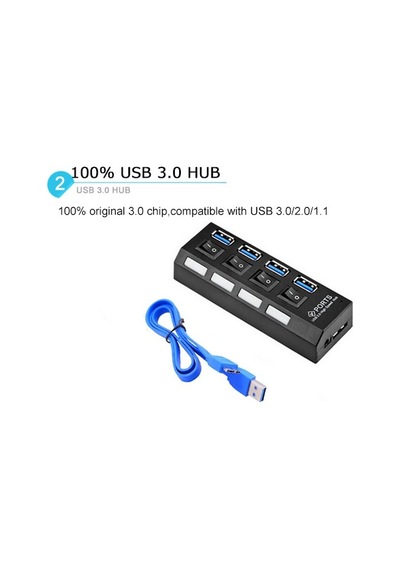 4 Port Usb 3.0 Çoklayıcı Çoğaltıcı Hub Anahtarlı Işıklı 4579P