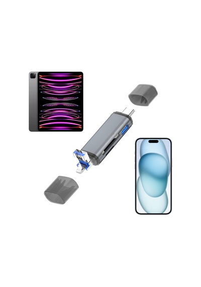 Daytona ADS 28 6ın1 Otg Card Reader Lightning Apple iPhone & Uyumlu iPad için USB 3 0 to Type C SD TF Kart Okuyucu