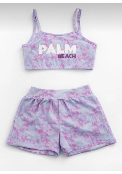 Nurbebe Palm Beach Baskılı Kız Çocuk Mayo Mor