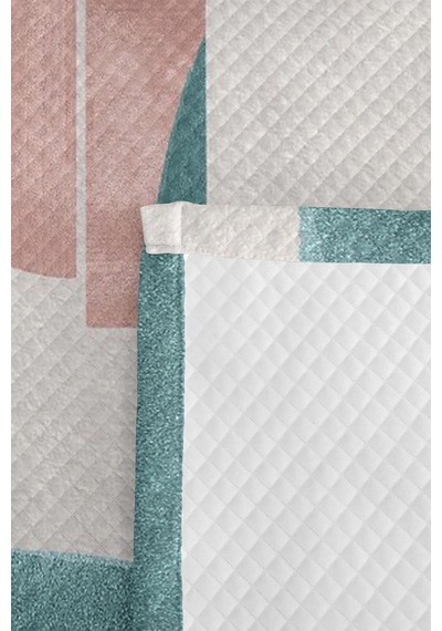 Geometrik Bohomian Mint Genç Odası Tek Kişilik Pike Takımı - Pudra Pastel 160x220 Cm Yatak Örtüsü Narin Taş Dengesi