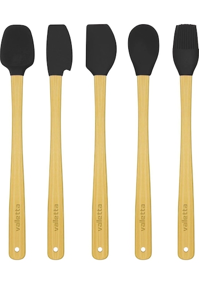 Valletta Indigo 5 Li Siyah Bambu Silikon Spatula Seti Uzun 26 Cm