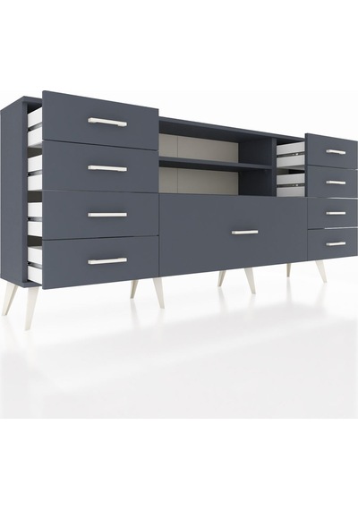 Arges Konsol 2 Raflı 9 Çekmeceli 176x30x83 Antrasit-antrasit/antrasit Antrasit/antrasit Arges Konsol 2 Raflı 9 Çekmeceli 176x30x83 Antrasit-antrasit/antrasit Antrasit/antrasit