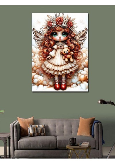Kanvas Tablo Küçük Kız Ve Peluş Ayı 70cmx100cm