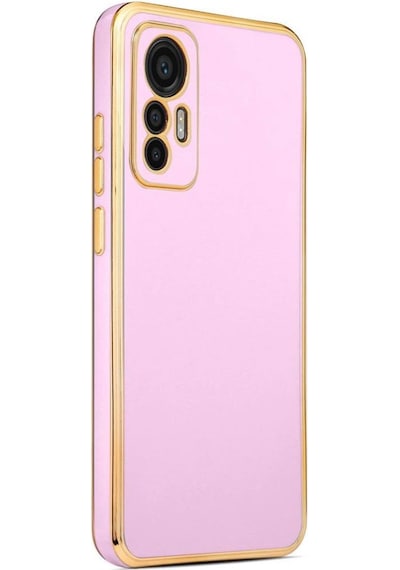 Xiaomi Mi 12 Lite Kılıf  Kamera Korumalı Altın Kenar Tasarım Silikon