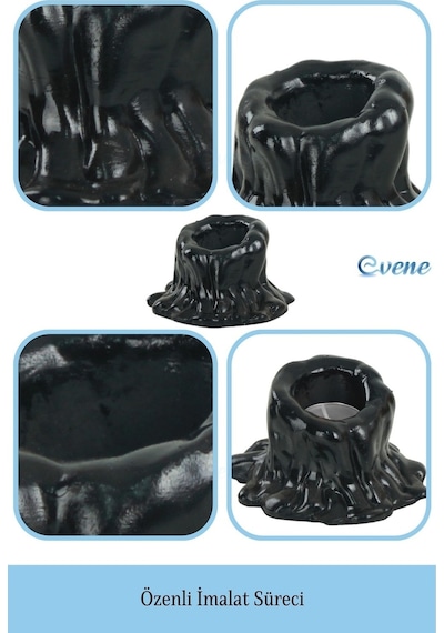 Mumluk Şamdan Tealight Mum Uyumlu Küçük Erimiş Mum Model - Siyah