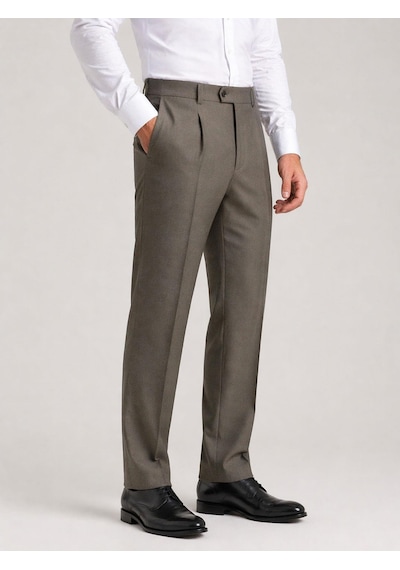 Classics Men Ricati Regular Fit Pileli Erkek Kumaş Pantolon - 7621 Kahverengi