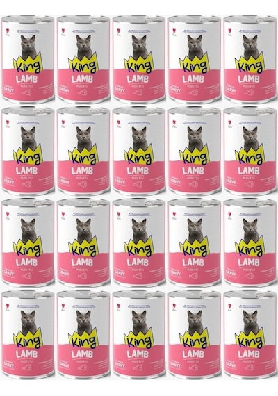 King Et Parçacıklı Kuzu Etli Yetişkin Kedi Konserve 400 Gr 20 Adet