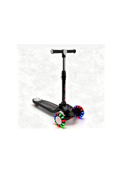 Scooter Pro Katlanabilir 3tekerli Led Işıklı 3kademeli Direksiyon 50kğ Taşıma Kapasiteli 3+yaş Siyah