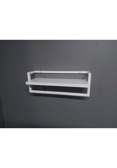 lyla concept Defne Banyo Ahşap Raflı Beyaz Metal Havlu, Şal Askılık Beyaz Raf Beyaz