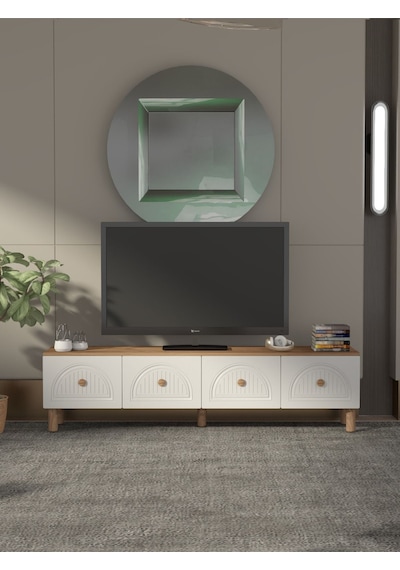 Bohem Tarz 180 Cm 4 Kapaklı Mdf Kapak Tv Ünitesi Altın