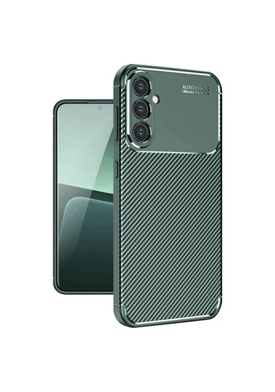Samsung Galaxy A37 5g Uyumlu Kılıf Karbon Tasarım Kamera Korumalı Silikon Telefon Kılıfı Kapak Koyu Yeşil